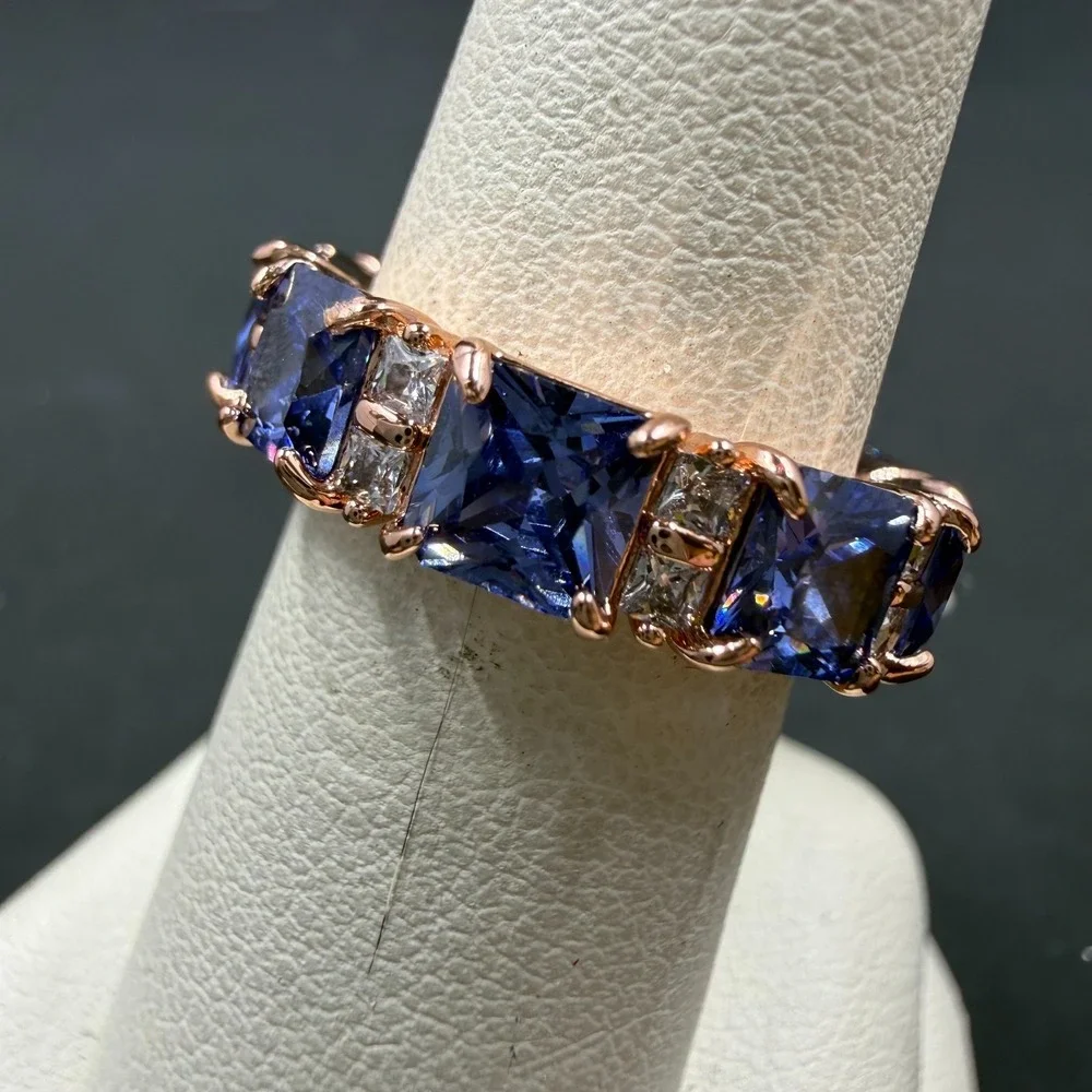 Bomb Party Uptown Glamour Sz 6 Ring Sapphire CZ RBP6632 Rose Gold Plated